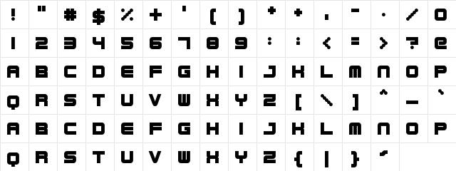 Robotica Regular font glyph preview Robotica Regular font glyphpreview
