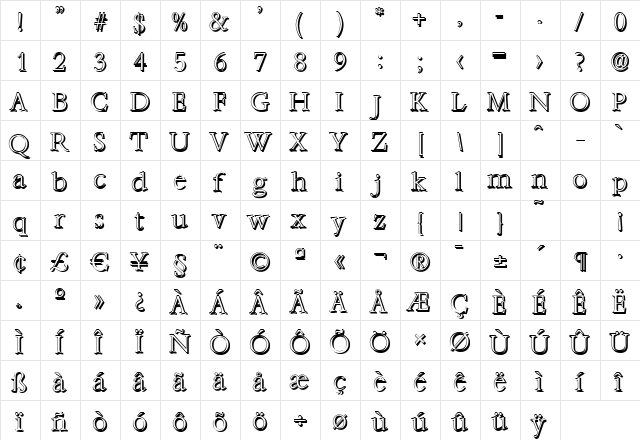 AndrewBeckerShadow-Xlight Regular font glyph preview AndrewBeckerShadow-Xlight Regular font glyphpreview