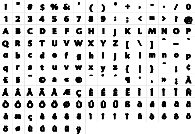 Advert Rough Five Regular font glyph preview Advert Rough Five Regular font glyphpreview