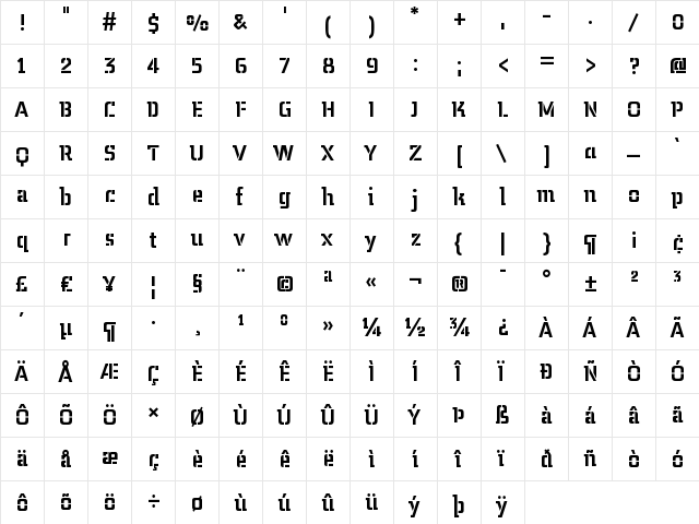 MidnightKernboyStencil Regular font glyph preview MidnightKernboyStencil Regular font glyphpreview