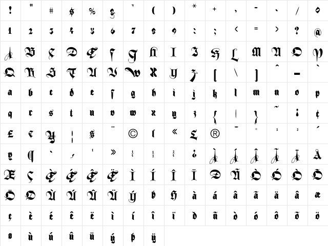 Ferox Alternate font glyph preview Ferox Alternate font glyphpreview