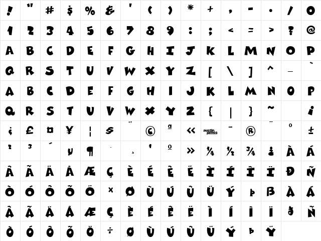 Comix Heavy Regular font glyph preview Comix Heavy Regular font glyphpreview