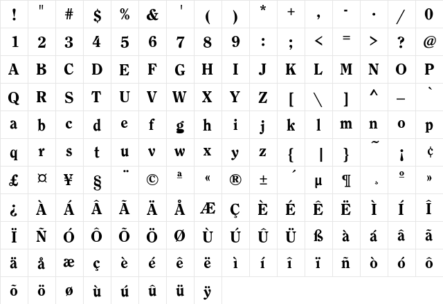 Clearface-Heavy Regular font glyph preview Clearface-Heavy Regular font glyphpreview