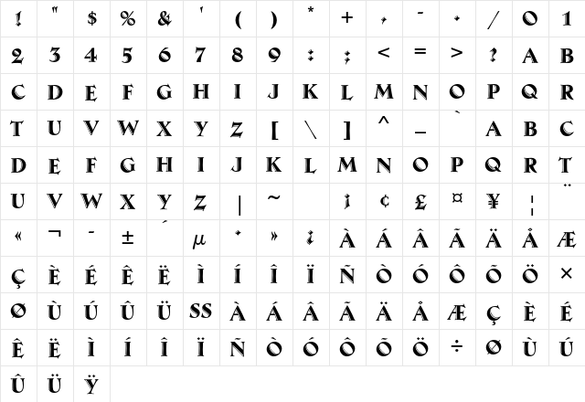 Ambrose Std Regular font glyph preview Ambrose Std Regular font glyphpreview