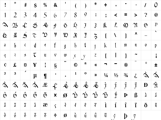 AnitaFlairWay68 Regular font glyph preview AnitaFlairWay68 Regular font glyphpreview