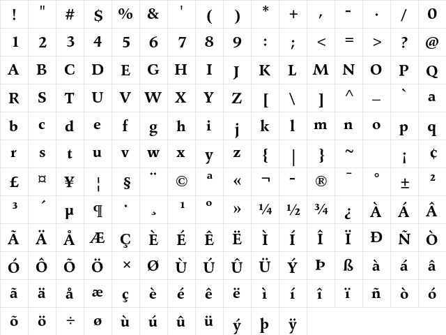 Agfa Wile Roman Std Bold font glyph preview Agfa Wile Roman Std Bold font glyphpreview