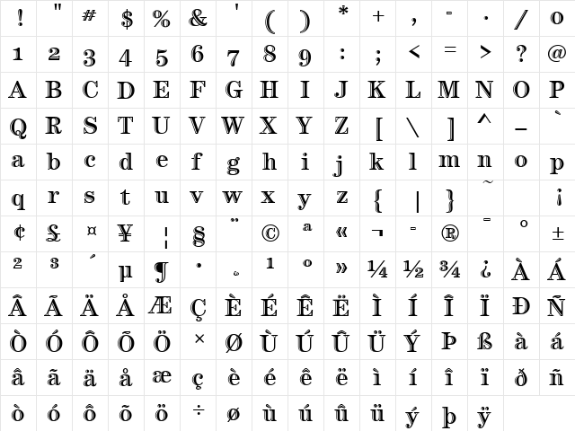 Century Htld OS ITC TT Regular font glyph preview Century Htld OS ITC TT Regular font glyphpreview