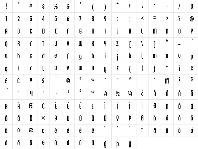 ChaletComprime CologneSeventy font glyph preview ChaletComprime CologneSeventy font glyphpreview