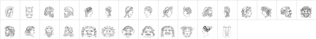 Ancient Heads Regular font glyph preview Ancient Heads Regular font glyphpreview