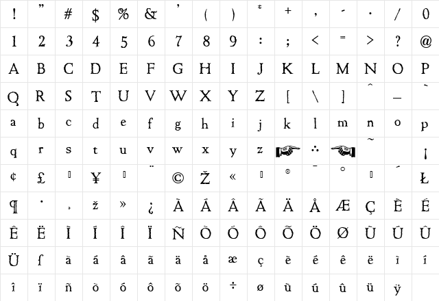 Colonial Dame Regular font glyph preview Colonial Dame Regular font glyphpreview