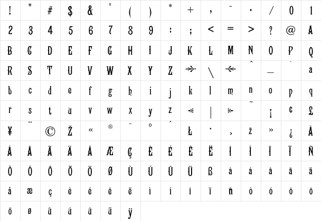 Campanile Regular font glyph preview Campanile Regular font glyphpreview