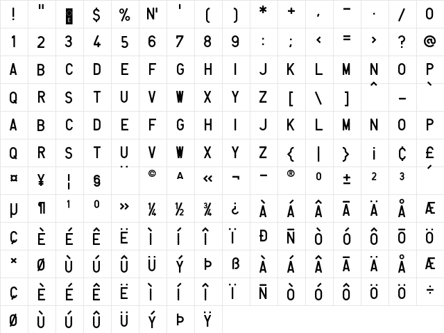 Matricula Espanola Regular font glyph preview Matricula Espanola Regular font glyphpreview