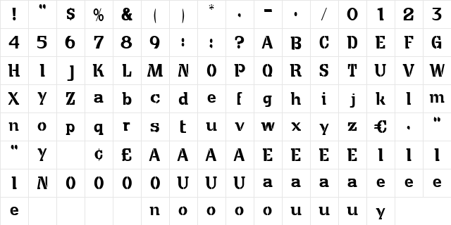 Mexico Regular font glyph preview Mexico Regular font glyphpreview