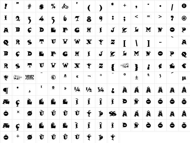 Fatty Snax NF Regular font glyph preview Fatty Snax NF Regular font glyphpreview