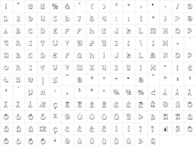 Lionheart Shadow Shadow font glyph preview Lionheart Shadow Shadow font glyphpreview