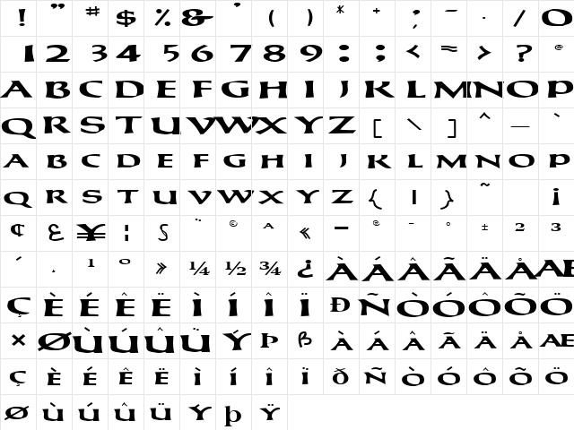 CayaugaSCapsSSK Bold font glyph preview CayaugaSCapsSSK Bold font glyphpreview