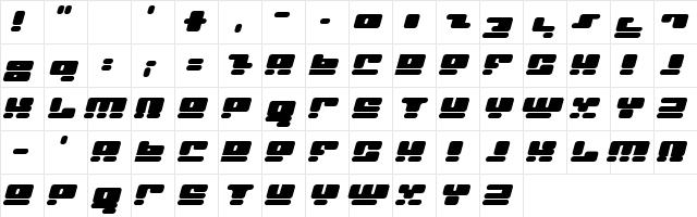 Face plant Italic font glyph preview Face plant Italic font glyphpreview