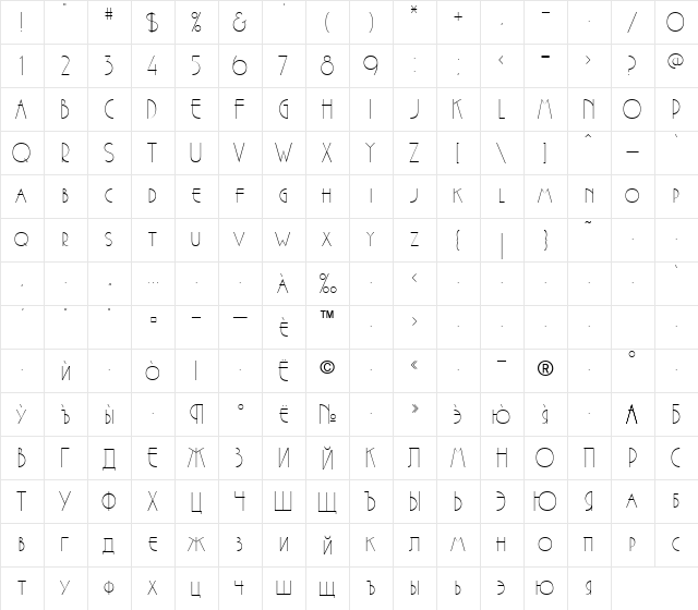 CabelCyr Regular font glyph preview CabelCyr Regular font glyphpreview