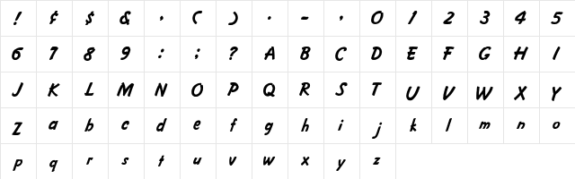 Cartoon-Normal Regular font glyph preview Cartoon-Normal Regular font glyphpreview