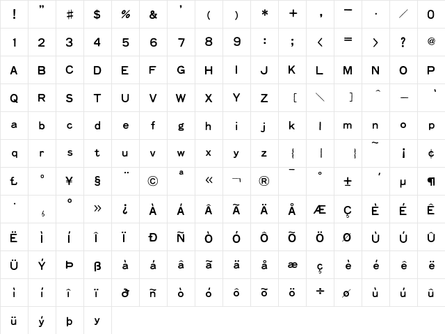 Faxfont Standard font glyph preview Faxfont Standard font glyphpreview