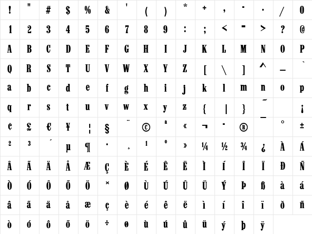 Moab Regular font glyph preview Moab Regular font glyphpreview