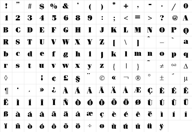 FerventUltra Regular font glyph preview FerventUltra Regular font glyphpreview