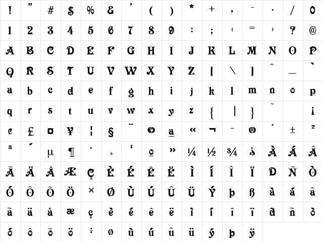 Longdon Decorative Regular font glyph preview Longdon Decorative Regular font glyphpreview