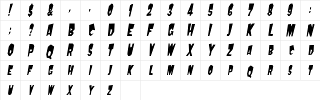 MondoCondensed Oblique font glyph preview MondoCondensed Oblique font glyphpreview