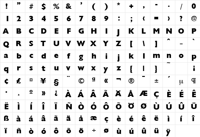 Chantilly-Serial-ExtraBold Regular font glyph preview Chantilly-Serial-ExtraBold Regular font glyphpreview