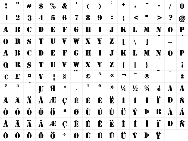 Cargo Regular font glyph preview Cargo Regular font glyphpreview