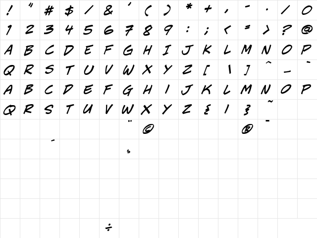 CCJeffCampbell Italic font glyph preview CCJeffCampbell Italic font glyphpreview