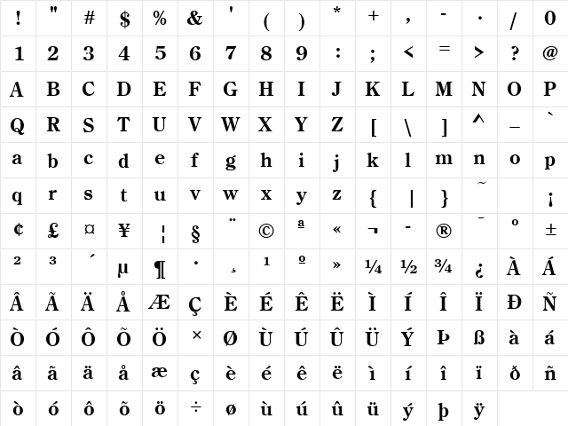 CenturyOldStyT Bold font glyph preview CenturyOldStyT Bold font glyphpreview