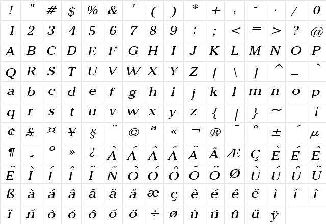 Chelsey Wide Italic font glyph preview Chelsey Wide Italic font glyphpreview