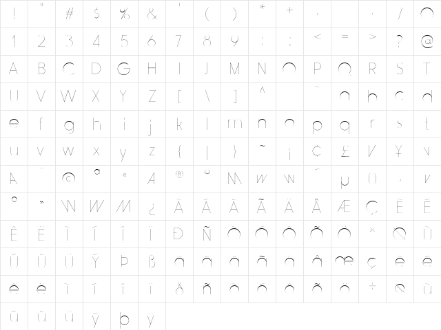 Rimouski UltraLight Regular font glyph preview Rimouski UltraLight Regular font glyphpreview