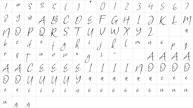 Melly Thoughtie Regular font glyph preview Melly Thoughtie Regular font glyphpreview