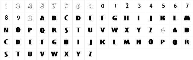 Russell-ORBNumbers Regular font glyph preview Russell-ORBNumbers Regular font glyphpreview