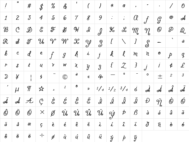 CloverITC TT Regular font glyph preview CloverITC TT Regular font glyphpreview