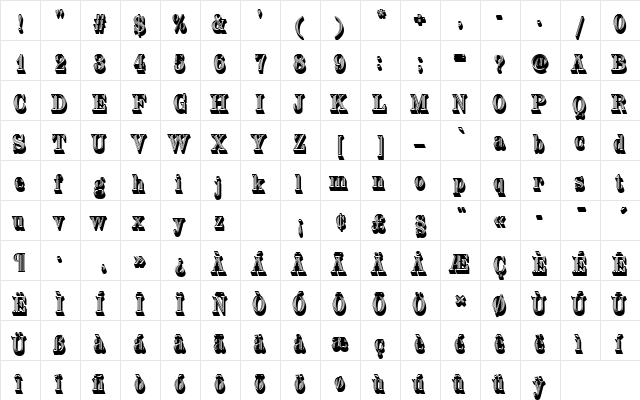 ChiselDSh1 Regular font glyph preview ChiselDSh1 Regular font glyphpreview