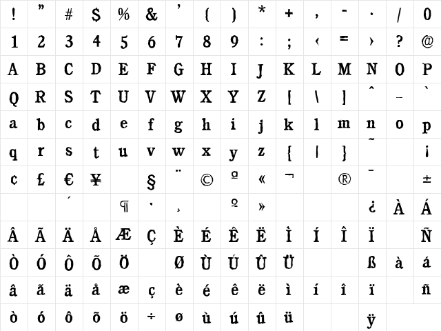 CalgaryAntique-Medium Regular font glyph preview CalgaryAntique-Medium Regular font glyphpreview