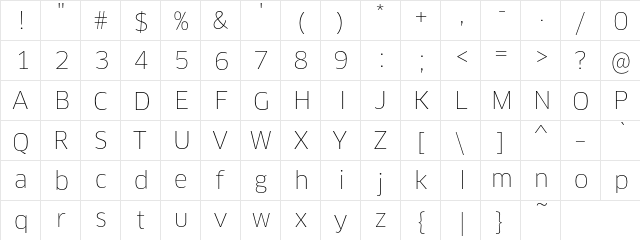 ClanPro-Thin Regular font glyph preview ClanPro-Thin Regular font glyphpreview