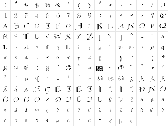 CasqueOpenFaceWacky Regular font glyph preview CasqueOpenFaceWacky Regular font glyphpreview