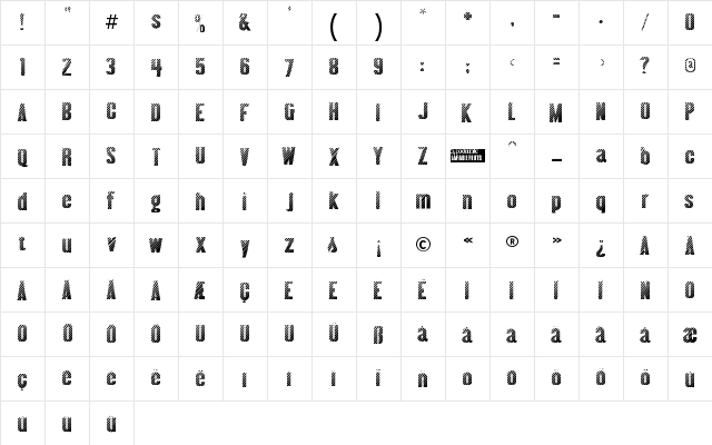 Almonte Woodgrain Regular font glyph preview Almonte Woodgrain Regular font glyphpreview