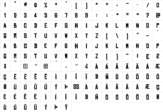 Chinese Rocks Bold font glyph preview Chinese Rocks Bold font glyphpreview