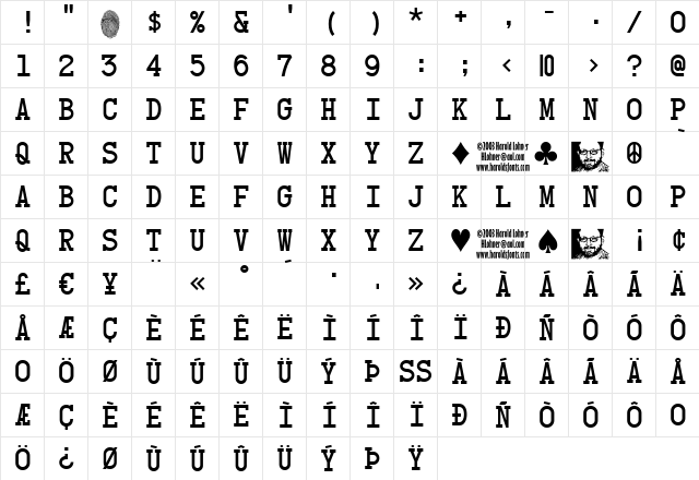 Card Characters Regular font glyph preview Card Characters Regular font glyphpreview