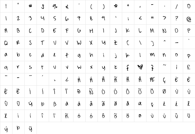 A Hundred Miles Regular font glyph preview A Hundred Miles Regular font glyphpreview