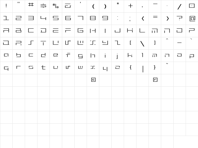 MINIMALHARD Regular font glyph preview MINIMALHARD Regular font glyphpreview