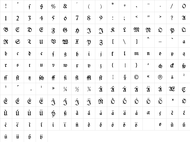Chevalin Normal font glyph preview Chevalin Normal font glyphpreview