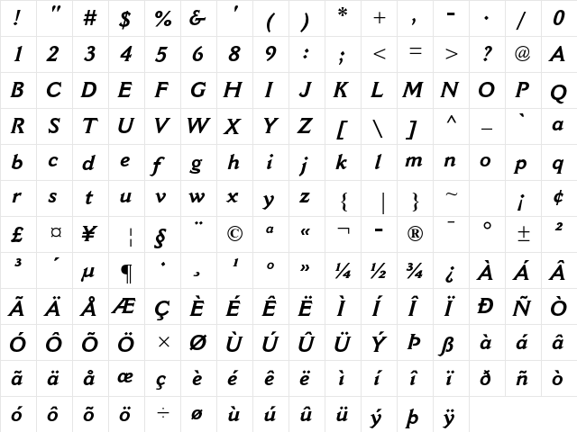 Cantoria MT Std Bold Italic font glyph preview Cantoria MT Std Bold Italic font glyphpreview