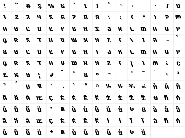 Federal Blue Leftalic Italic font glyph preview Federal Blue Leftalic Italic font glyphpreview