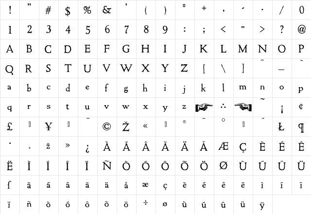ColonialDame Regular font glyph preview ColonialDame Regular font glyphpreview